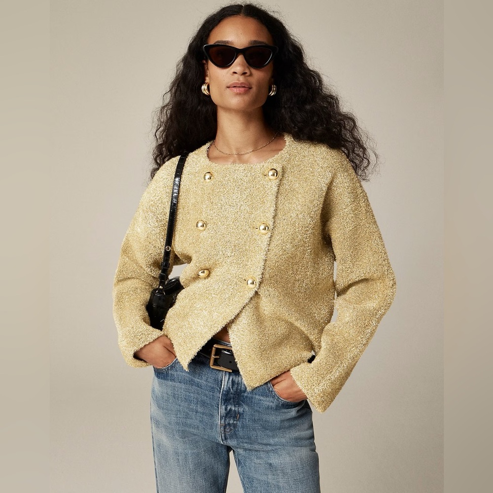 J.Crew Oversized double-faced metallic jacket CD261